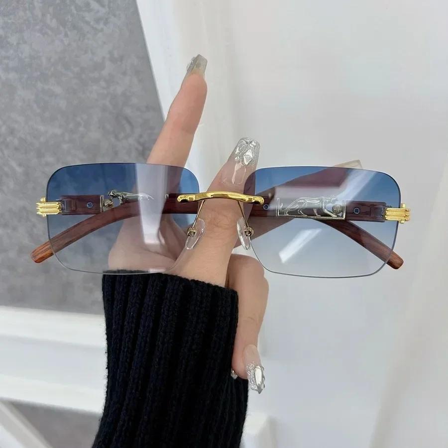 Colorful Square Sunglasses Women Men Rimless Sun Glasses Female Male Designer Brand Unisex Travel Outdoor