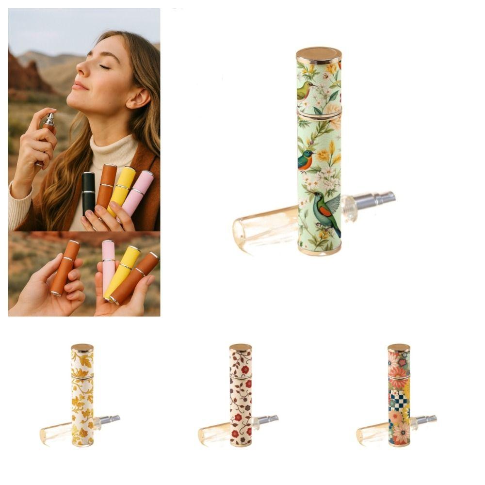 10ml Mini Perfume Bottle PU Leather Essential Oil Alcohol Spray Rotating Bottle Refillable Spray Atomizer Bottle
