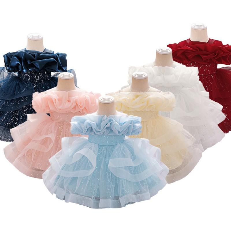 2026 Girls Princess Tulle Sequin Dress Kids Party Prom Gown Toddler