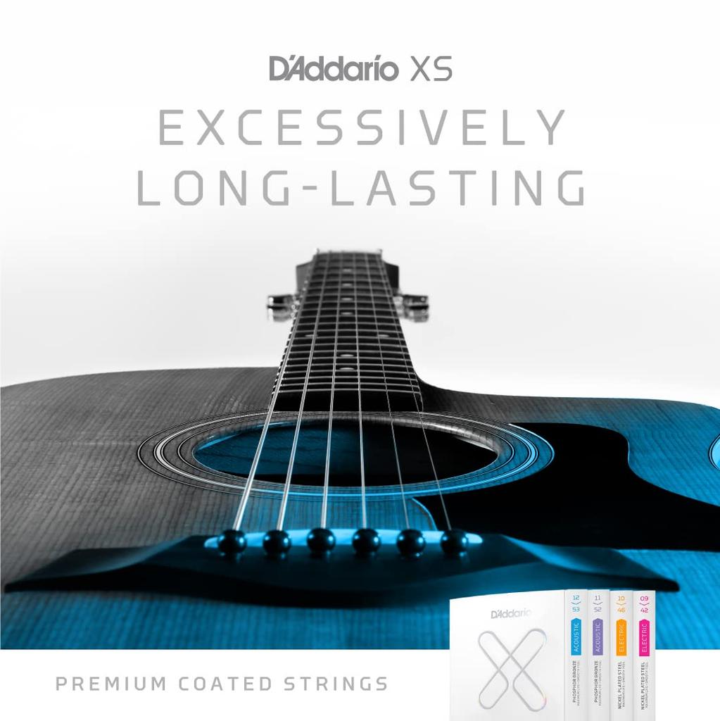 XS Coated Acoustic Guitar Light D'Addario Strings, 80/20 Bronze, .012-.053, XSABR1253-3P, 3-Pack