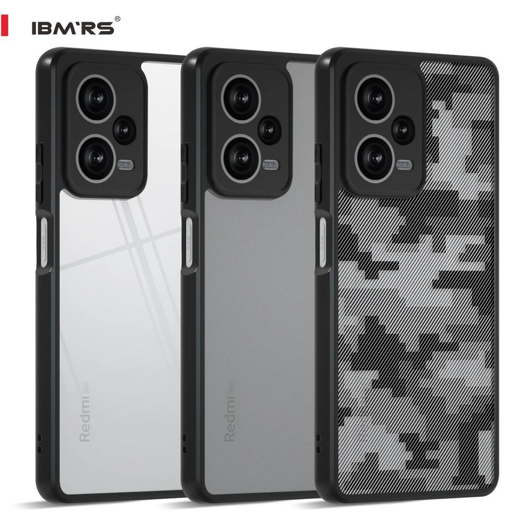 (Comes with Wrist Strap)ibmrs for Xiaomi Redmi Note 12 Pro+  Anti-Fingerprint Camo Case ,matte Clear Transparent Phone Protective Case