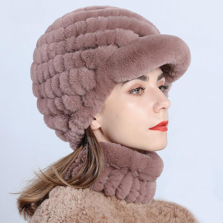 Шапка для девочек, зимняя шапка, зимняя утепленная теплая модная шапка с защитой ушей, меховая шапка из кролика рекс