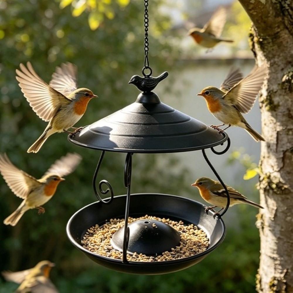 Rainproof Hanging Bird Feeder Large Capacity Bird Water Bowl Bird Food Dispenser Courtyard