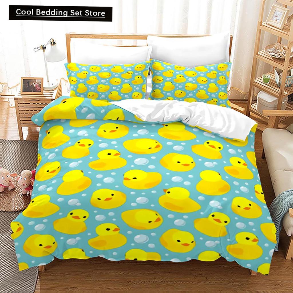 Yellow Duck Bedding Set Single Twin Full Queen King Size Little Duck Bed Set Aldult Kid Bedroom Duvetcover Sets 3D Print 015