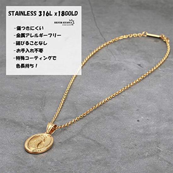 Чудесное ожерелье из нержавеющей стали с медалью, ожерелье из 18-каратного золота с золотой монетой, подвеска с медалью Девы Марии, эксклюзивная коробка в комплекте [серебро KYASYA] для мужчин и женщин