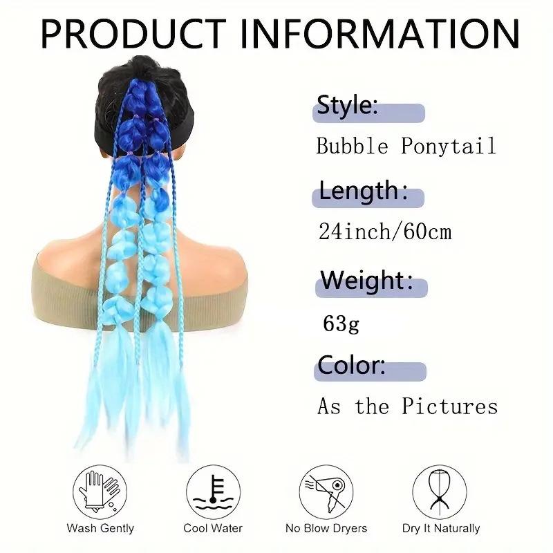 Y2K Style Gradient Bow Bubble Braided Ponytail Women's High-temperature Synthetic Ponytail Suitable for Various Occasions