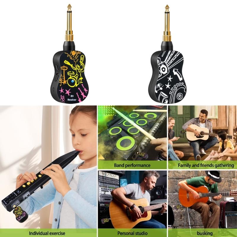 Guitar Wireless Systems 4Hours Runtime Wireless Guitar Transmitter Receiver Rechargeable Digital Guitar Wireless Systems