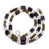Natural Black Onyx Labradorite Crystal Gemstone Smooth Beads Necklace 17" UB4714 UB-4714
