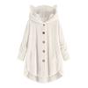 Women's Loose Plush Solid Color Single Breasted Pocket Hood Zipper Jacket