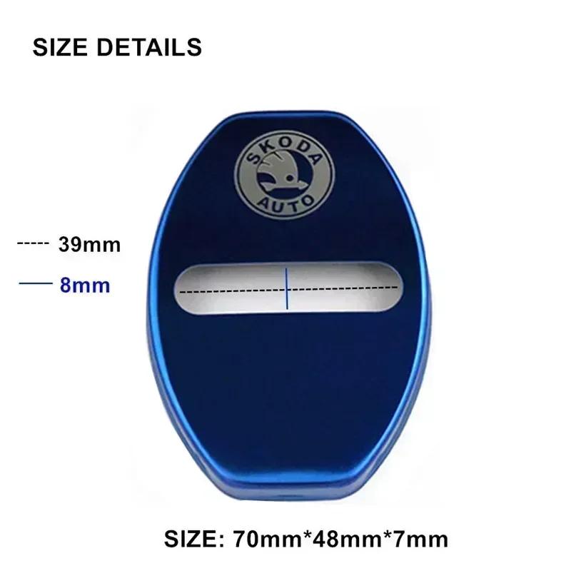 WOHE7 4Pcs Metal Car Door Lock Protective Cover Anti Rust Emblem Case for Skoda Octavia Kodiaq Fabia Superb Rapid A7 2020 Accessories
