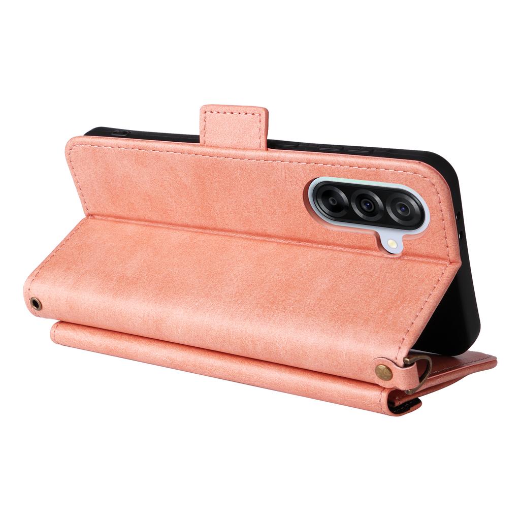 For Samsung Galaxy A56 5G Leather Case Magnetic Closure Wallet Stand Phone Cover with Crossbody Strap
