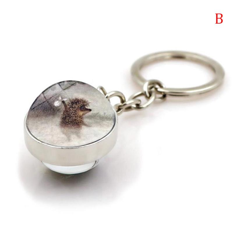 Милый брелок в виде ежика, кулон с кабошоном, драгоценный камень, стеклянный шар, металлический брелок