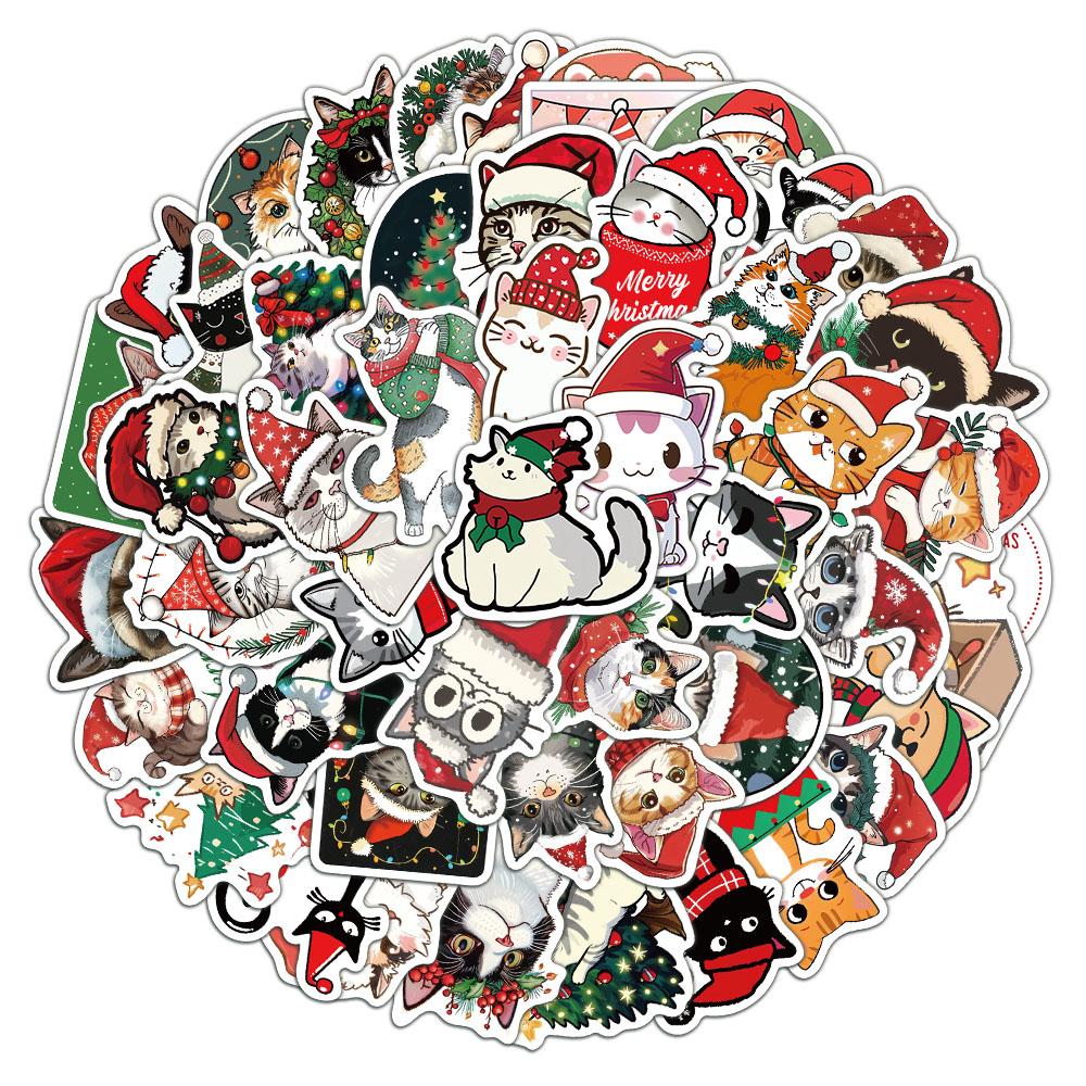50PCS Christmas Cat Cute Stickers Graffiti Decoration Phone Case Notebook iPad Waterproof DIY Stickers