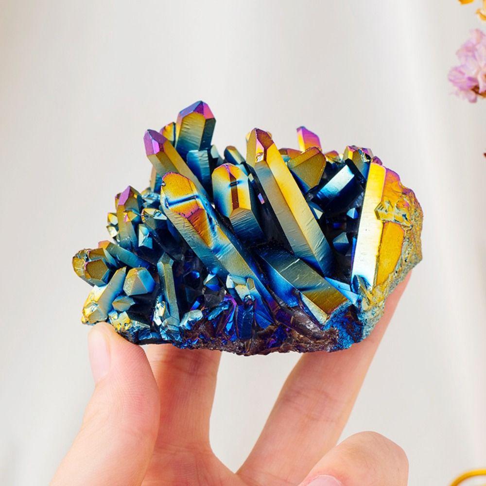Домашний Декор Лечебные Кристаллы Кварц Радужный Титан Камень Рейки Кристаллическая Гроздь Образец Минеральный Камень Украшения