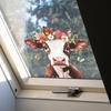 Cow Butterfly Flower Glass Window Sticker