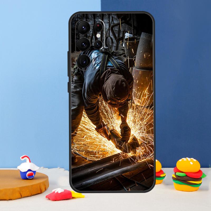 Чехол для телефона Сварщик Сварка Рабочий с горячим металлом Для Samsung Galaxy S25 S24 Ultra S9 S10 S20 S22 S21 S23 Plus S24 FE Чехол Coque