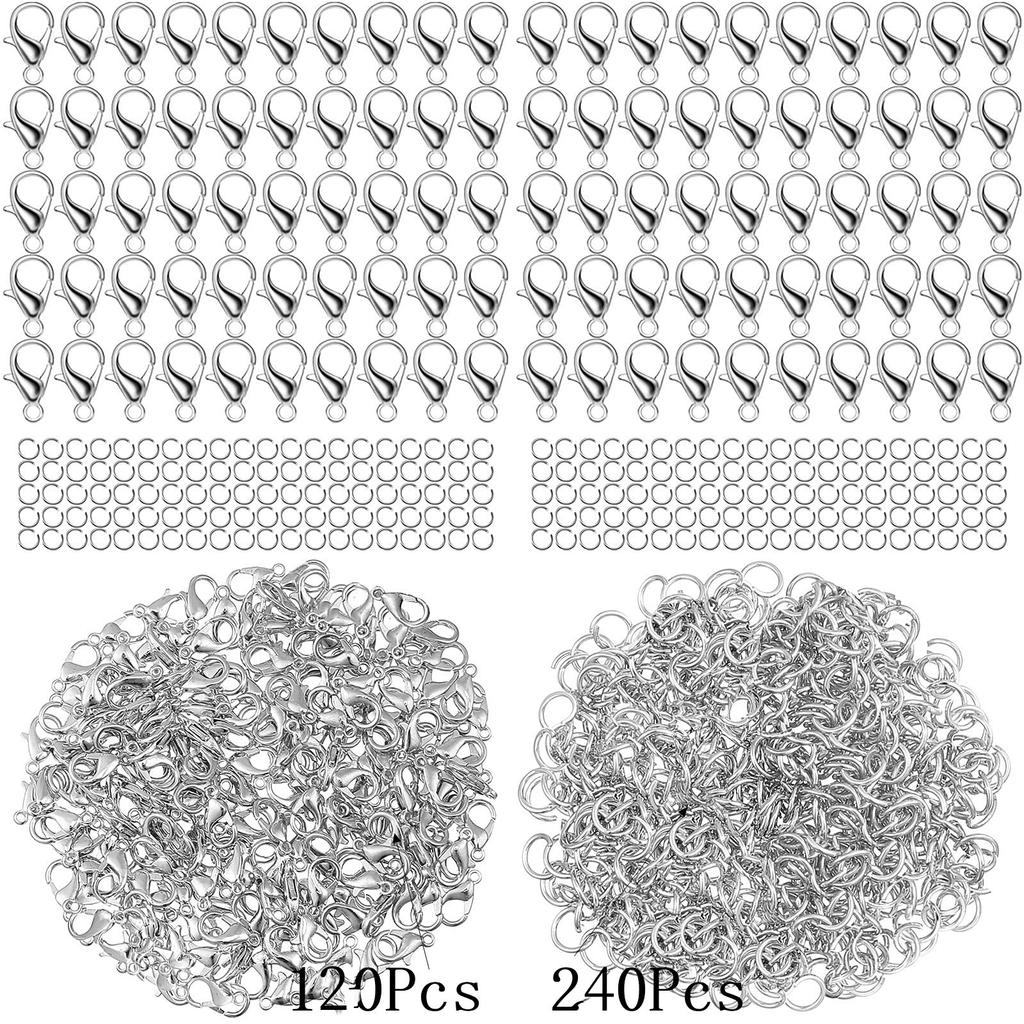 Набор из 240 шт. незамкнутых соединительных колец и 120 шт. застежек-лобстеров для изготовления украшений своими руками
