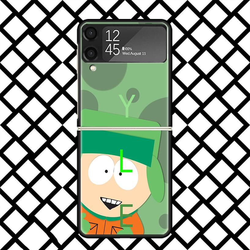 Мультяшный чехол для телефона S-South P-Parkes для Samsung Z Flip 7 6 5 4 3 Galaxy ZFLIP7 ZFlip6 5G Flip5 Flip4 Flip3 5g Черный Жесткий Чехол