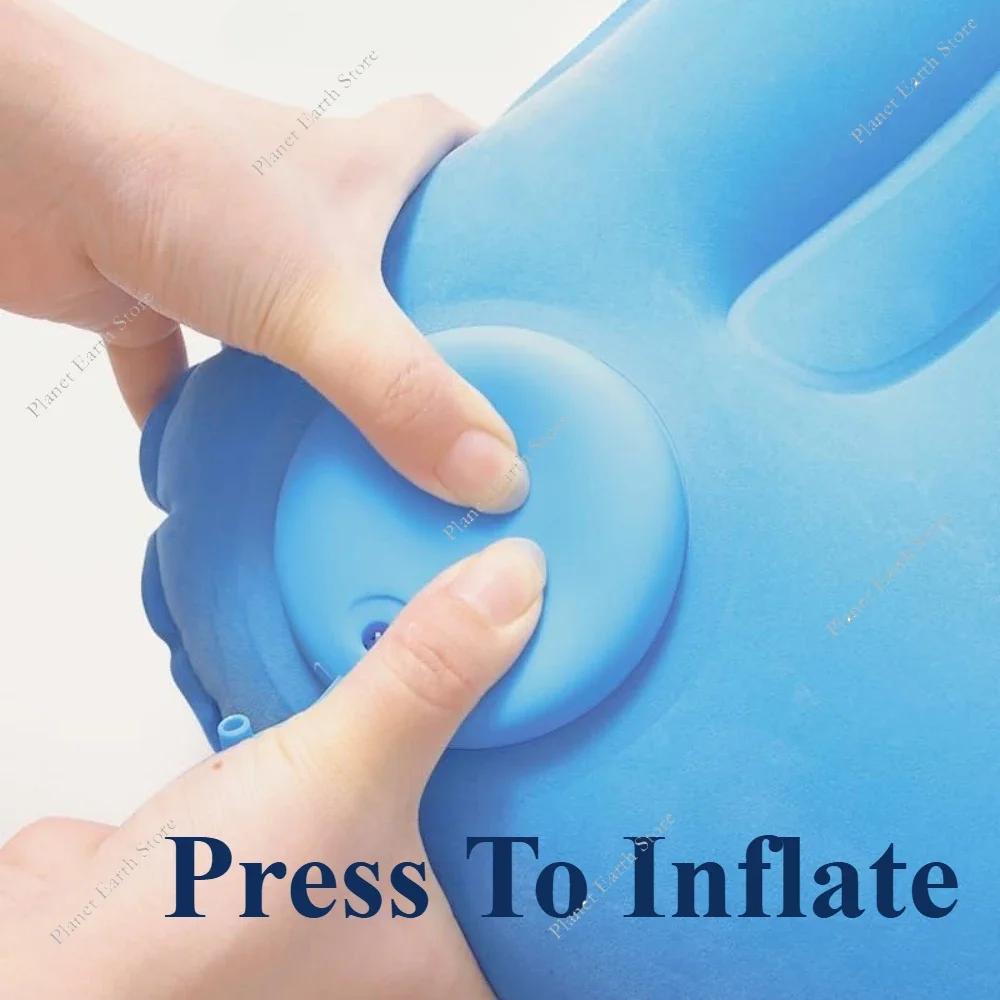 New Camping Inflatable Pillow Travel Pillow for Neck Lumbar Support Outdoor Lightweight Soft Car Pillow Press-to-Inflate Design