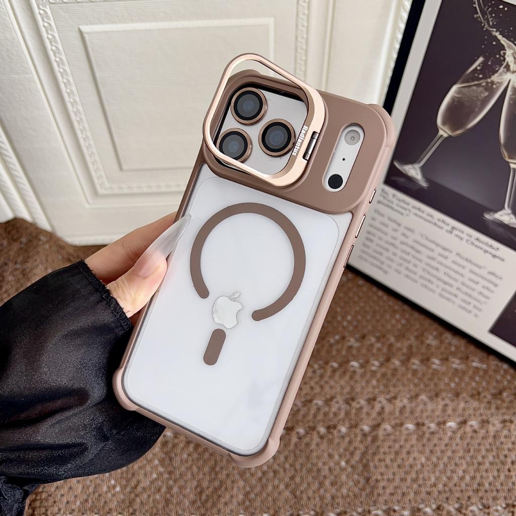 Applicable iPhone17ProMax Magnetic Lens Holder Mobile Phone Case Apple 16Pro Airbag 15 Protective Case