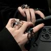 Темно-металлический паучий кольцо Нео-готический панк Кольцо с лунным камнем и жемчужной бусиной Для женщин Модные украшения Аксессуары для вечеринок