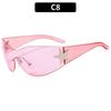 Oversized Rimless Goggle Punk Wrap Around Y2K Sunglasses for Women Men Shades Sports Sun Glasses