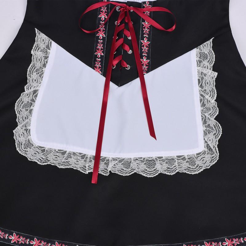 Oktoberfest Dress Women Bavarian Carnival Costume Halloween Party Farmhouse Style Short Sleeve