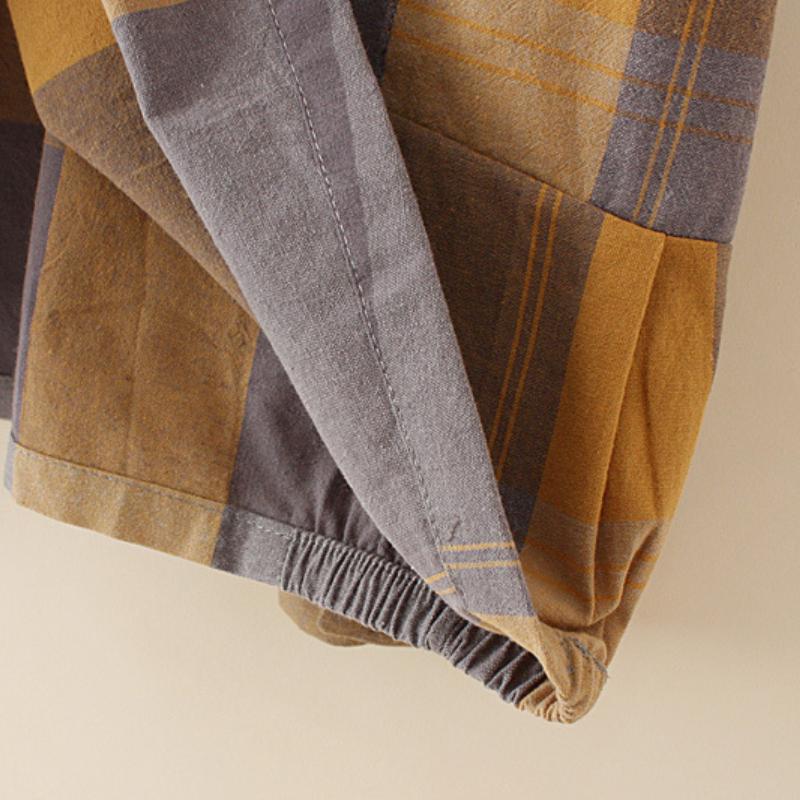 Футболка женская большого размера, весенняя, свободная, в клетку, с завязками, с длинными рукавами и капюшоном