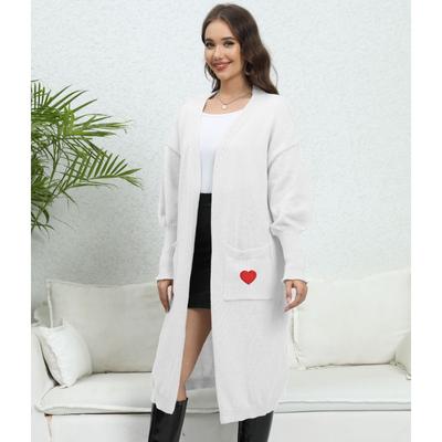 Осенне-зимний женский свободный тканый свитер с двойным карманом и рукавами-фонариками