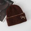 Вязаная шерстяная шапка с бантом, модная осенне-зимняя шапка с ушками для женщин, зимние шапки для женщин, шапки-бини для женщин, зимние шапки для женщин