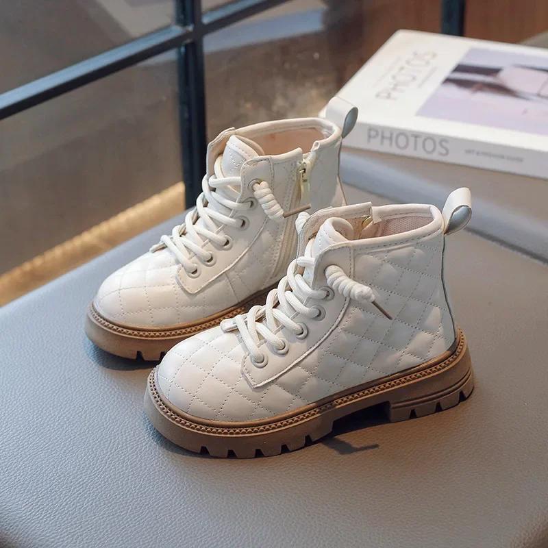 Модные осенние и зимние ботильоны для девочек, модные нескользящие короткие ботинки из искусственной кожи для мальчиков, детские корейские ботинки, осенняя обувь для девочек