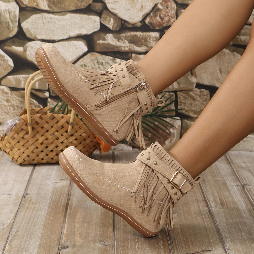 Fashion 2025 Winter New Winter New Woman Designer Fringes Retro Ankle Boots Woman  Fashion Casual Cozy Walking Shoes Shoes for Women