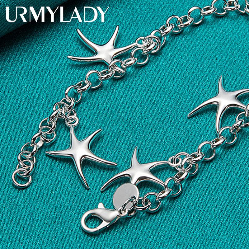 Браслет-подвеска из стерлингового серебра 925 пробы с пятью звездами для женщин, свадебных вечеринок, модные украшения