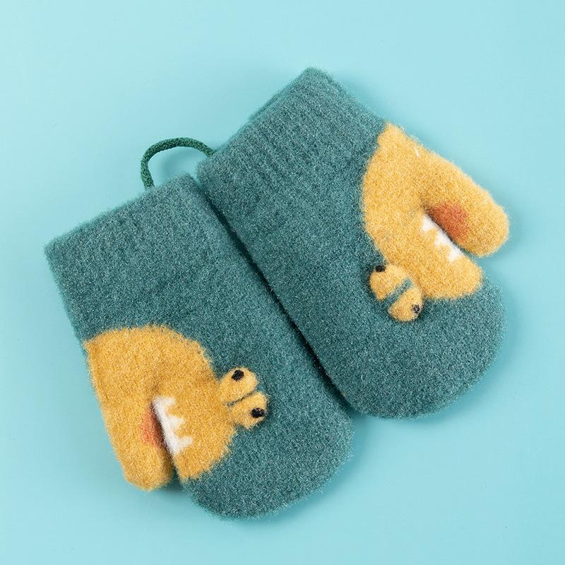 Детские термоперчатки Xuehuaxiu, милые мультяшные вязаные на шее, двухслойные бархатные утепленные варежки оптом