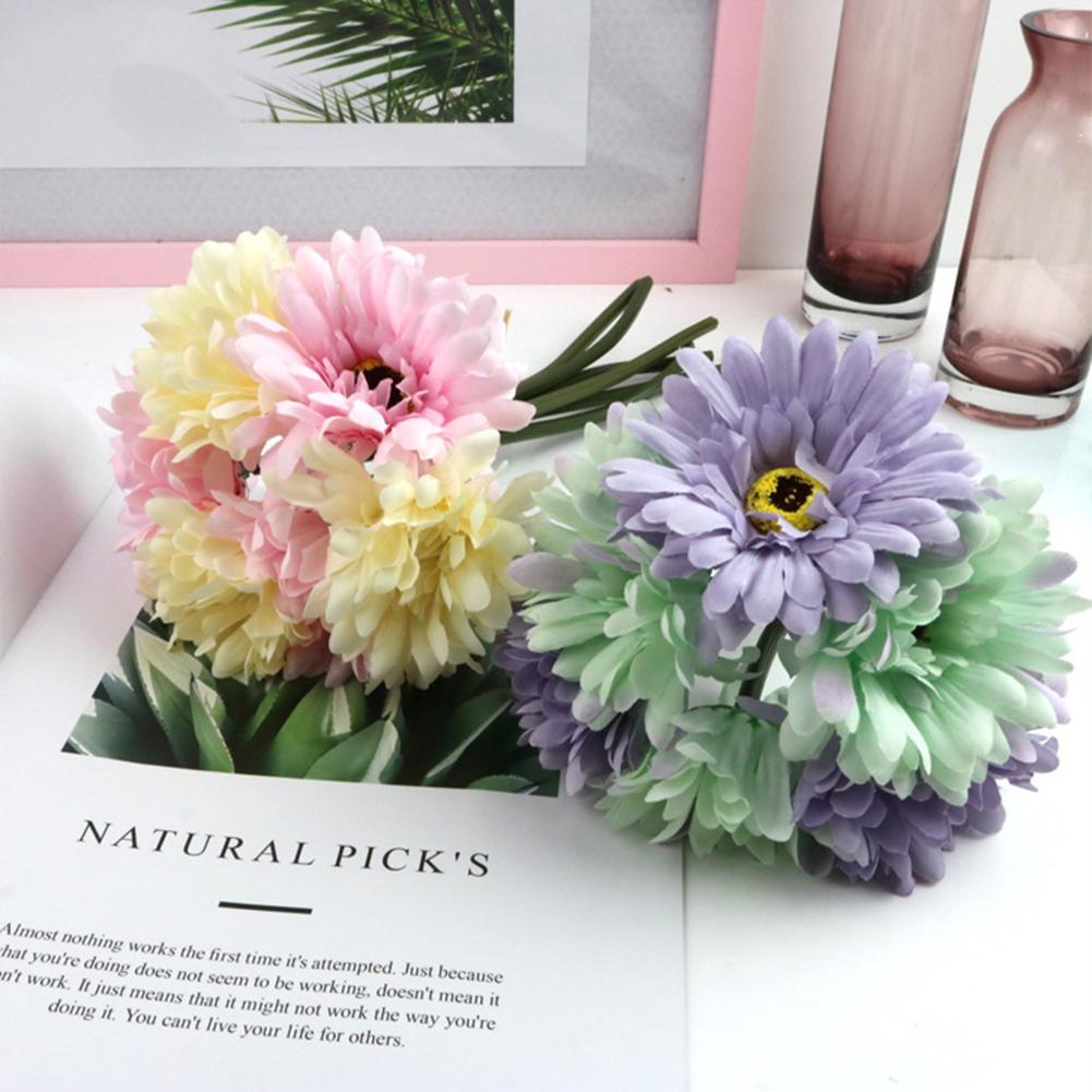 6pcs/bundle Artificial  Flowers Diy Gerbera Simulation Bouquet Home Wedding Decor Accessories