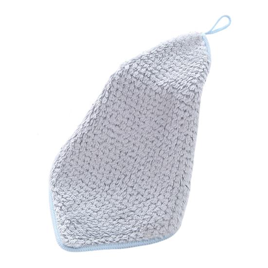 Yousheng Coral Velvet Plaid Texture Bath Towel Strong Water Absorption Fluffy Towel with Lanyard Design Easy To Clean Hand Towel