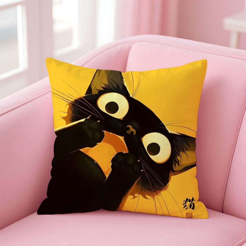 Creative Funny Meme Viral Art Shocked Cat Art Cushion Cover Pillow Case Soft Skin Friendly Fabric Concealed Zipper