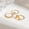 3pcs Stainless Steel Finger Ring Set 18K Gold Color Plated Stackable Ring Jewelry Gift