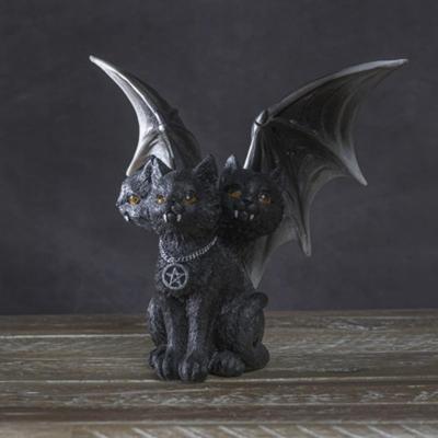Pacific Giftware Полирезиновая фигурка трехголового черного кота с крыльями, Декор для дома/улицы для новоселов, молодоженов и соседей