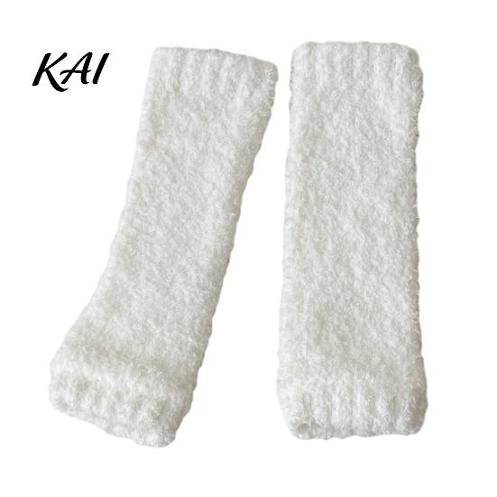 Cozy Plush Lounge Socks Thickened Thermal Knee Sleeve for Women, Winter Warm Coral Fleece Leg Warmers, Breathable Stockings Pads Skiing Cycling