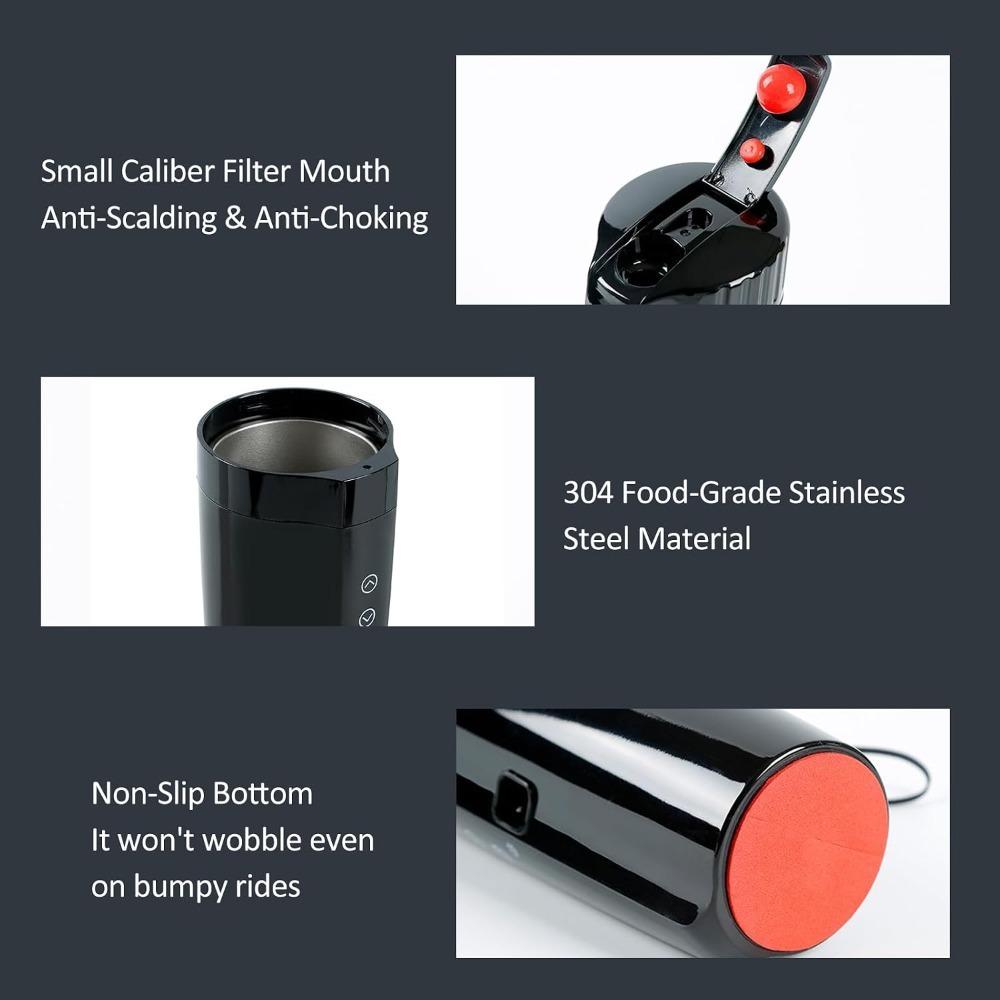 Leakproof Lid Heated Mug 400ml Heating Cup Electric Travel Mug Tea