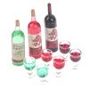 3Pcs/Set 1/12 Dollhouse Miniature Simulation Wine Bottle Wine Glass Model Toys