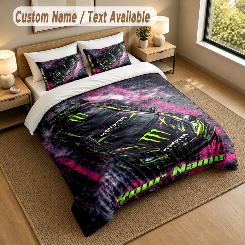 Bedding Set 1 Duvet Cover 2 Pillowcases Monster Energy Print Soft Bed Linen Bedroom Decor