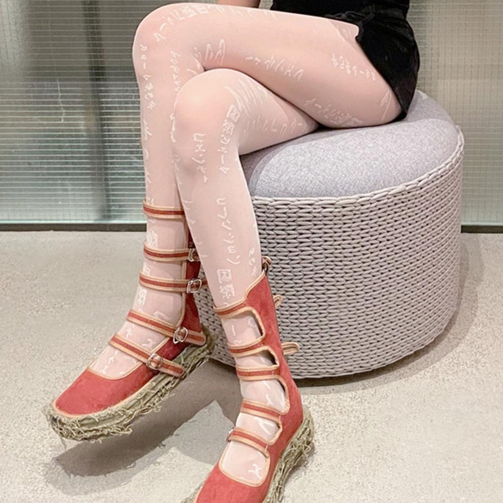 Сексуальные весенние бесшовные летние японские колготки с принтом букв, женские чулки