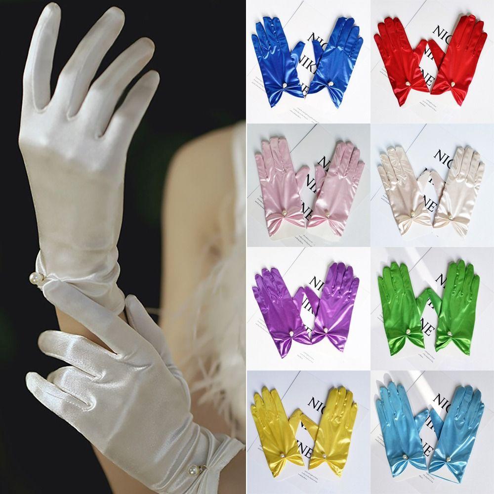 Solid Color Bridal Gloves Satin Dance Mittens Events Activities Dress Stage Gloves Wedding