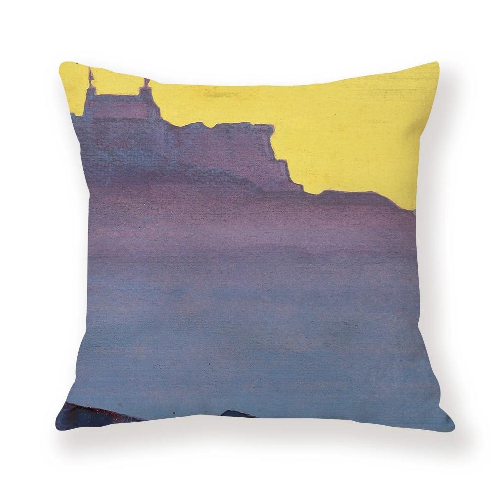 Juste de coussin de voiture de canape de Bureau, taie d'oreiller de luxe, украшение дома, мотив ciel coloré de montagne de neige