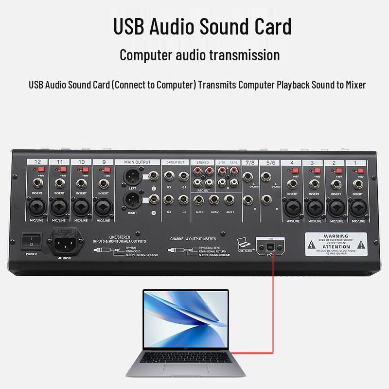 Kayola 12-Channel Audio Mixer with DSP Effects CN plug (adapter included)