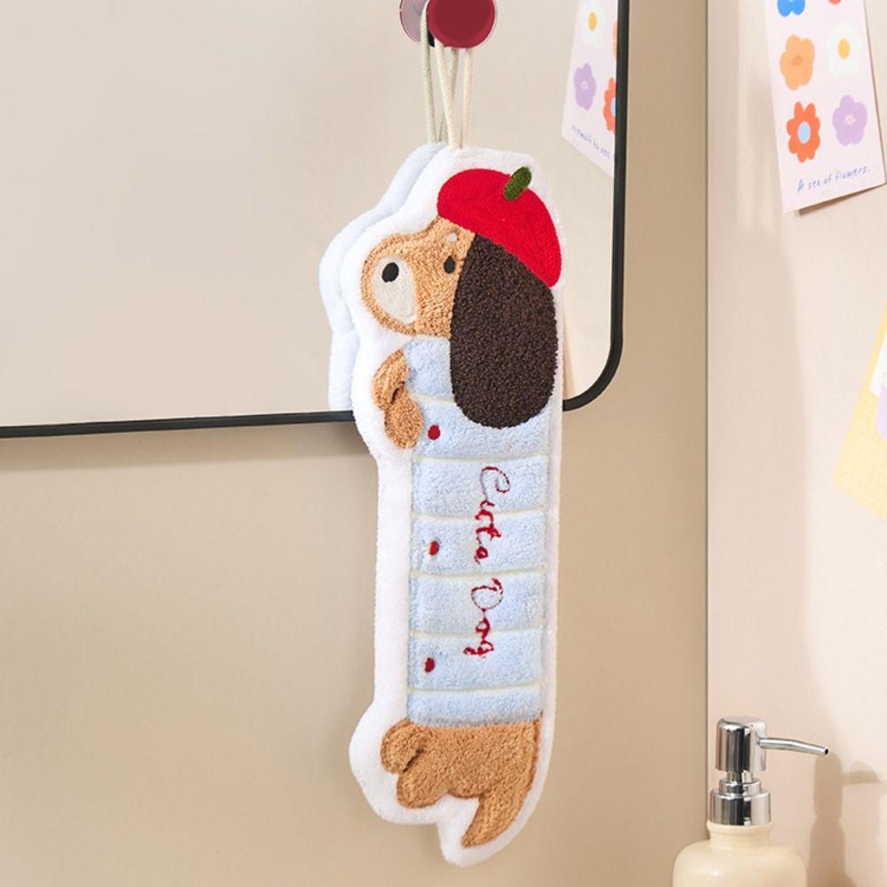 Hanging Dachshund Shaped Hand Towel Quick Drying Dishcloths Cute Cleaning Towel  Bathroom