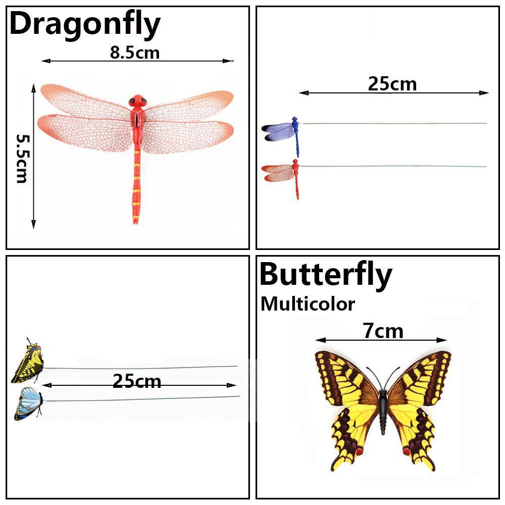 5/10 шт. Креативное украшение для двора и газона, имитация бабочки на тонкой палочке со стеблем, искусственная стрекоза