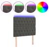 LED Headboard Dark Grey 90x7x118 128 cm Velvet